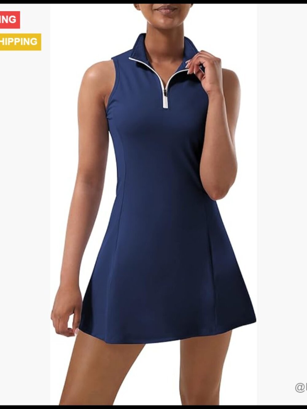 Polyester Spandex Tennis Dress with Built-in Shorts and Pockets